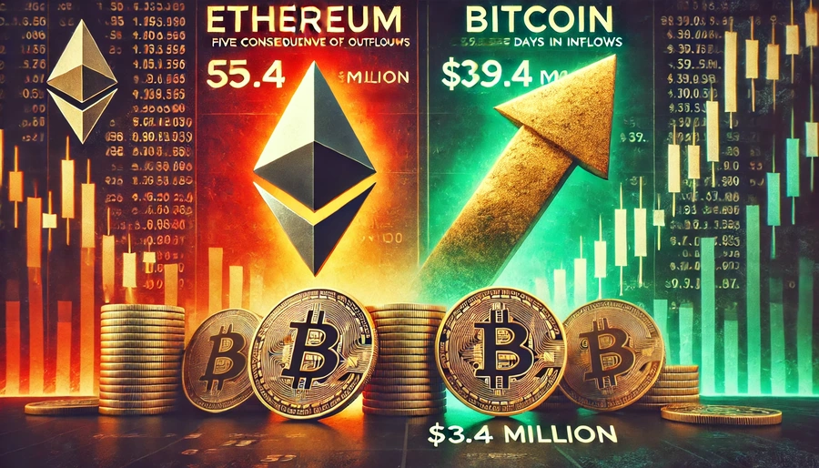 Bitcoin-ETFs verzeichnen $39,4 Mio. Zuflüsse inmitten von Ether-ETF-Abflüssen